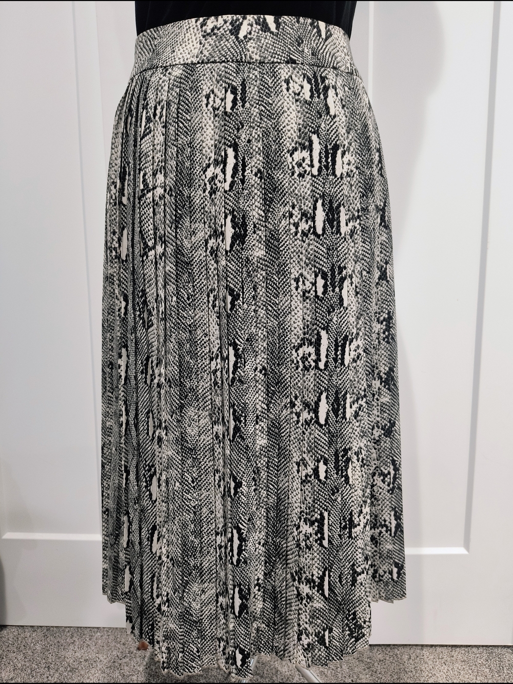 J. Crew Black and White Snake Print Maxi Skirt